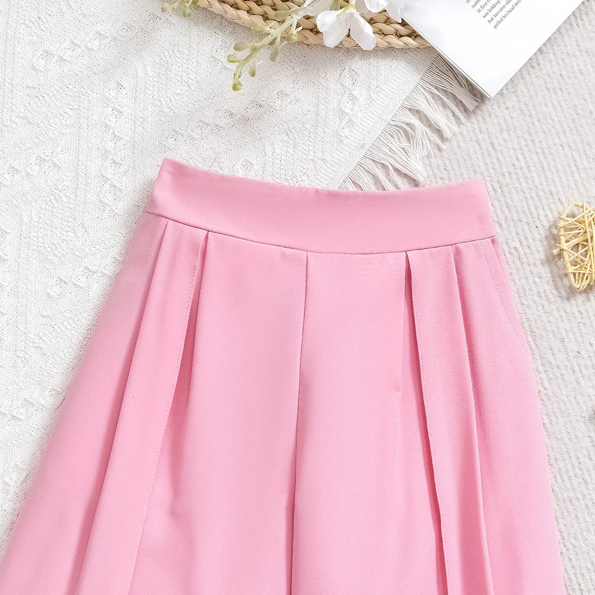 Girls' Summer Pink Outfit Set with Lace Vest & Pants