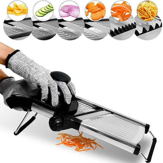 Adjustable Mandoline Slicer – Stainless Steel Vegetable Cutter.