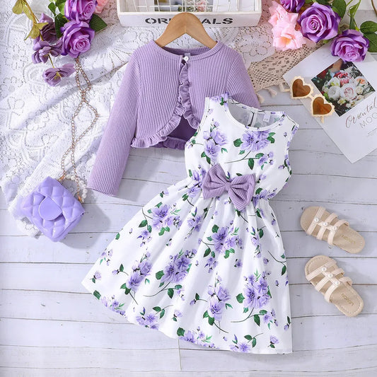 Girls' Floral Princess Dress & Coat Set (2-8 Years)